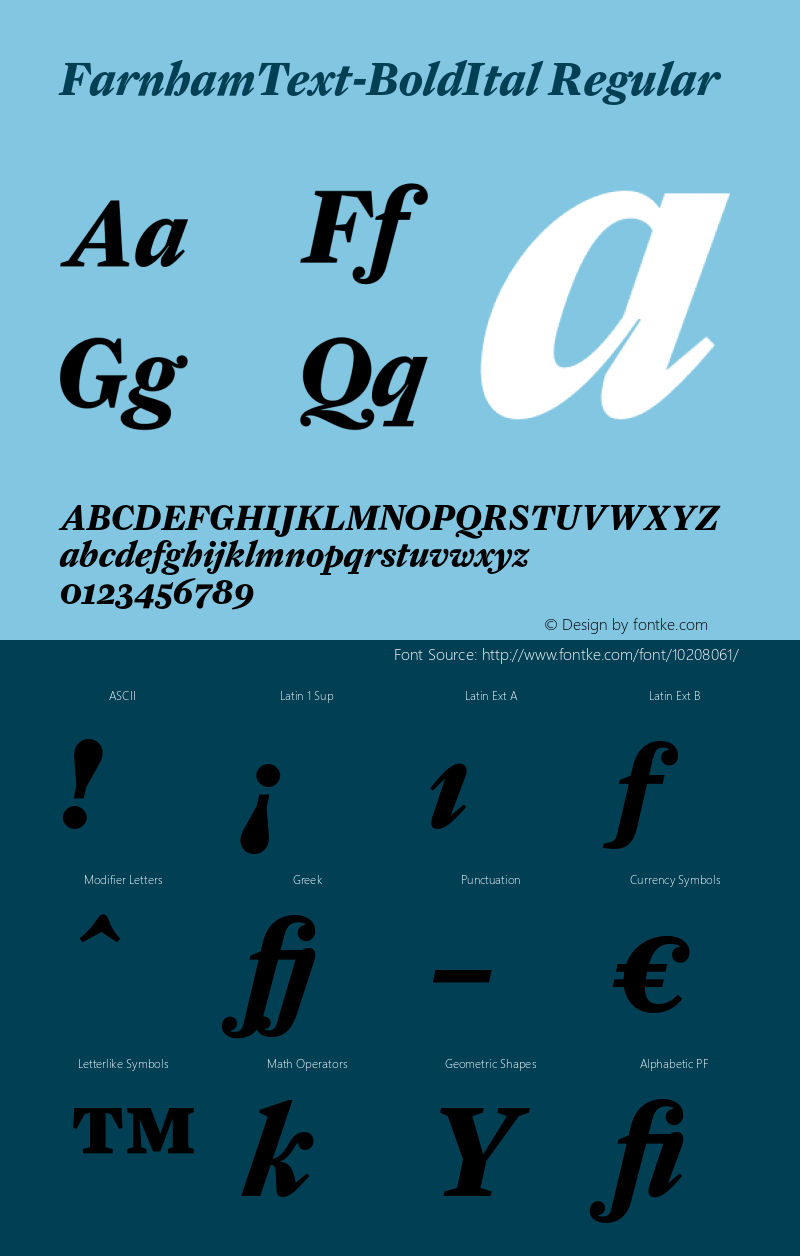 FarnhamText-BoldItal Regular 001.000 Font Sample