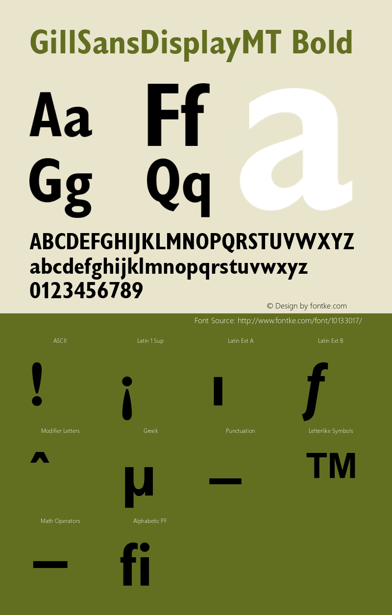 GillSansDisplayMT Bold 001.003 Font Sample