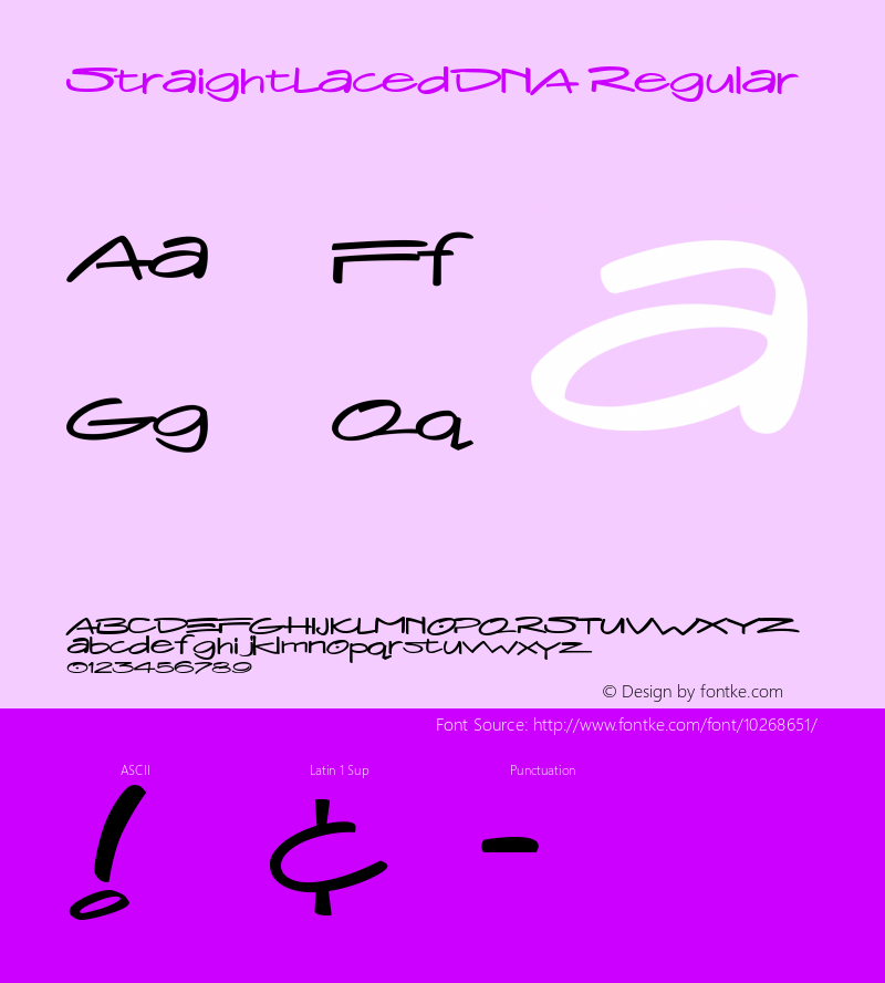 StraightLacedDNA Regular Macromedia Fontographer 4.1 9/25/01 Font Sample