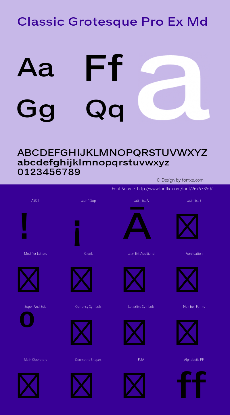 Classic Grotesque Pro Ex Md Version 1.00 Font Sample