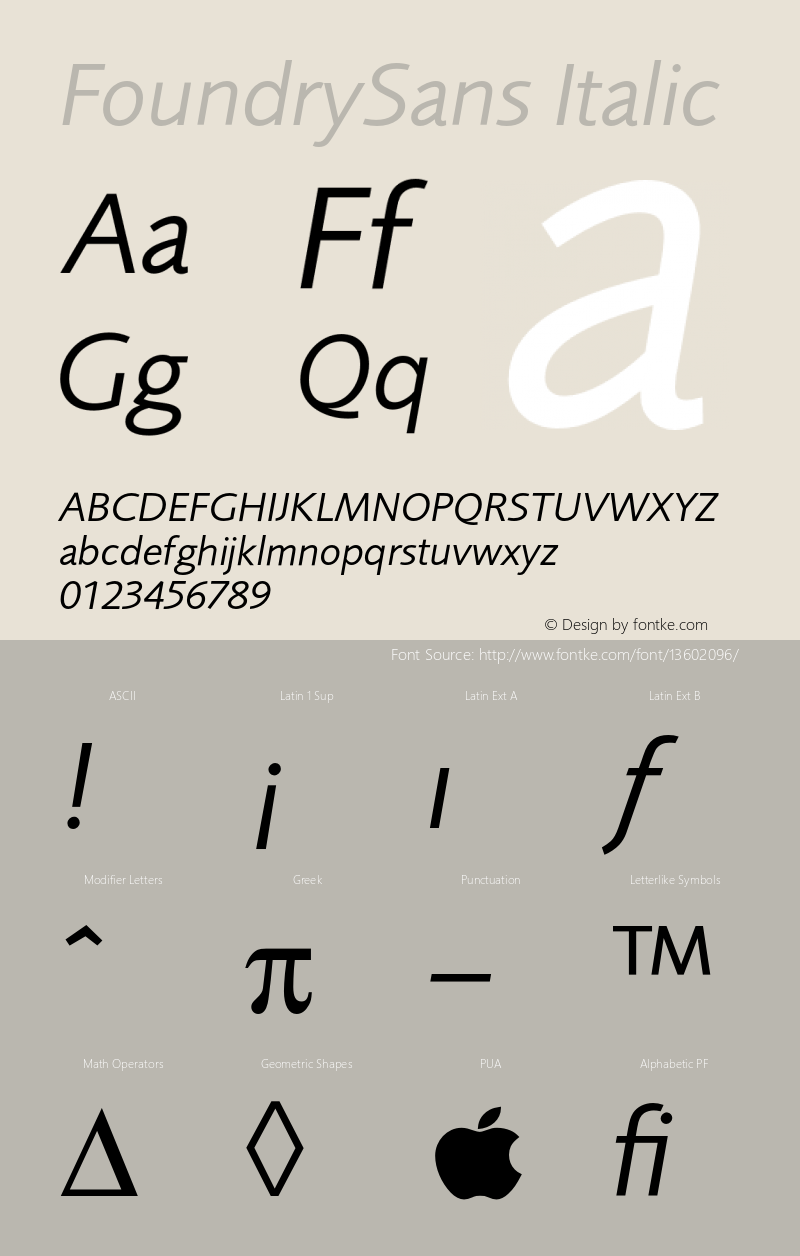FoundrySans Italic 001.000 Font Sample