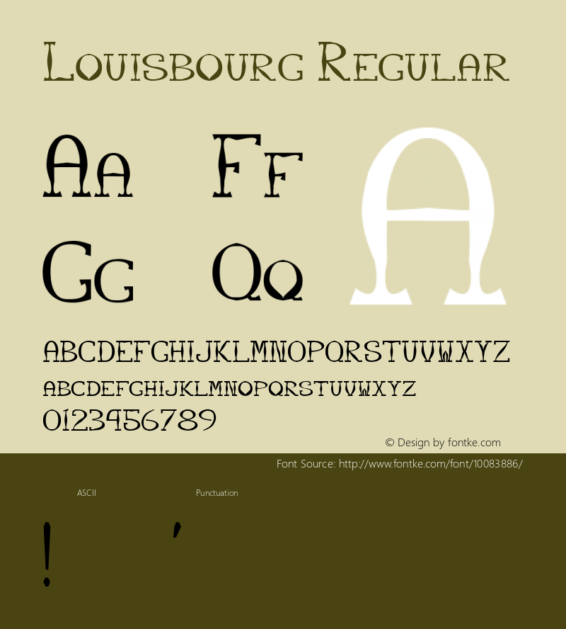 Louisbourg Regular Altsys Fontographer 4.0.3 8/17/98 Font Sample