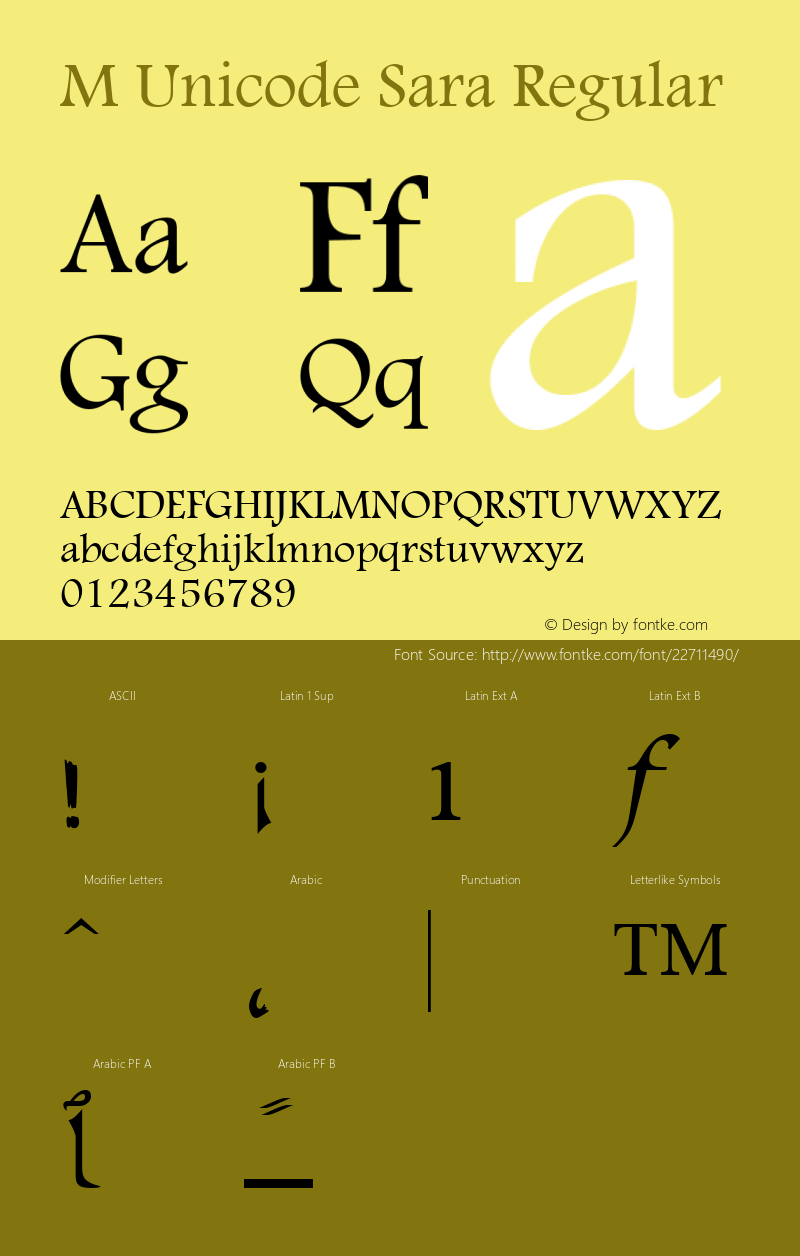 M Unicode Sara 1.0 - 1422 Font Sample