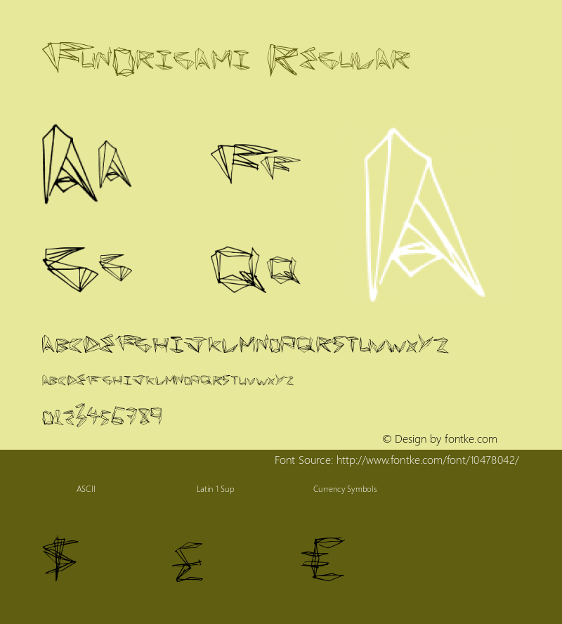 FunOrigami Regular Version 1.00 March 21, 2013, initial release Font Sample