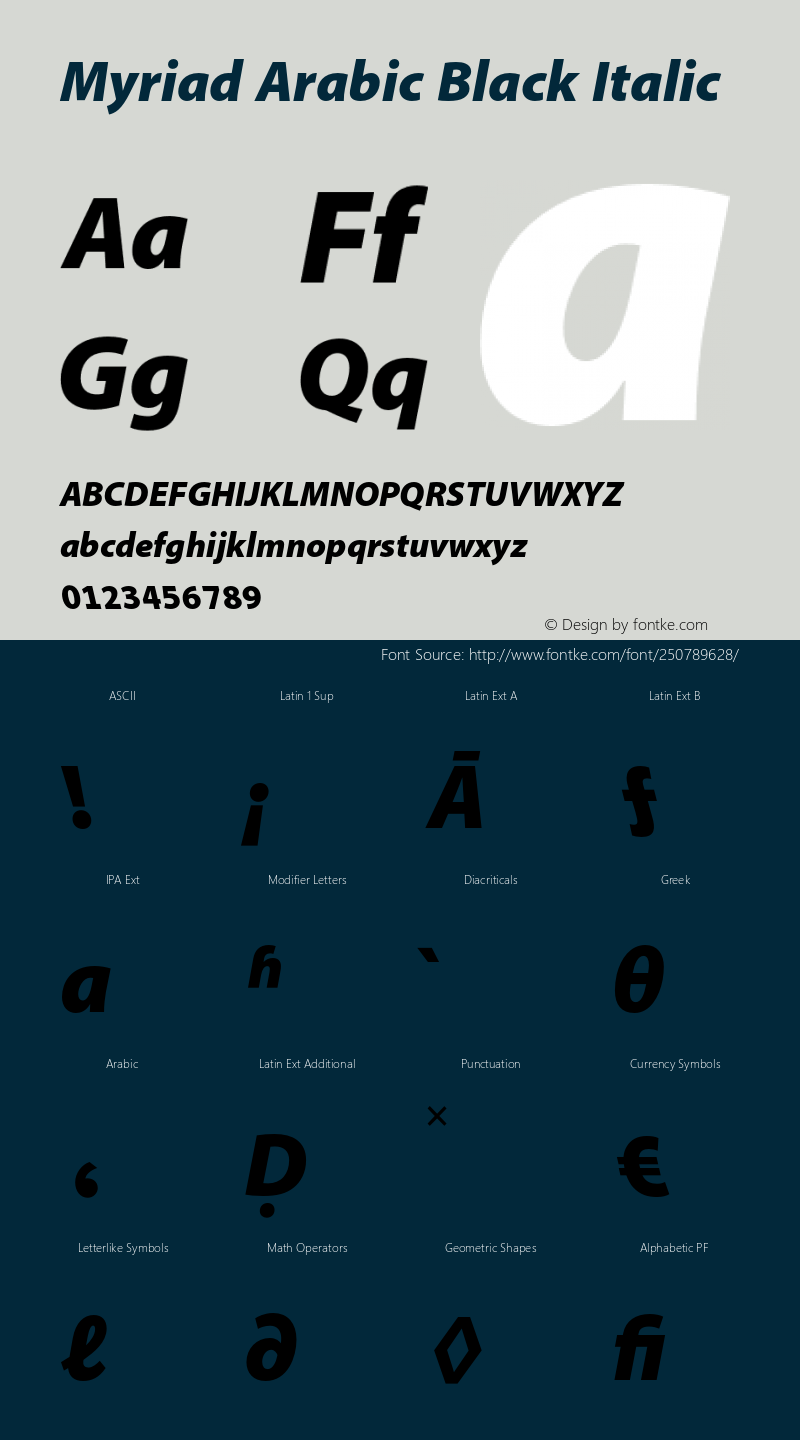 Myriad Arabic Black Italic Version 1.032;PS 1.000;hotconv 1.0.70;makeotf.lib2.5.5900图片样张