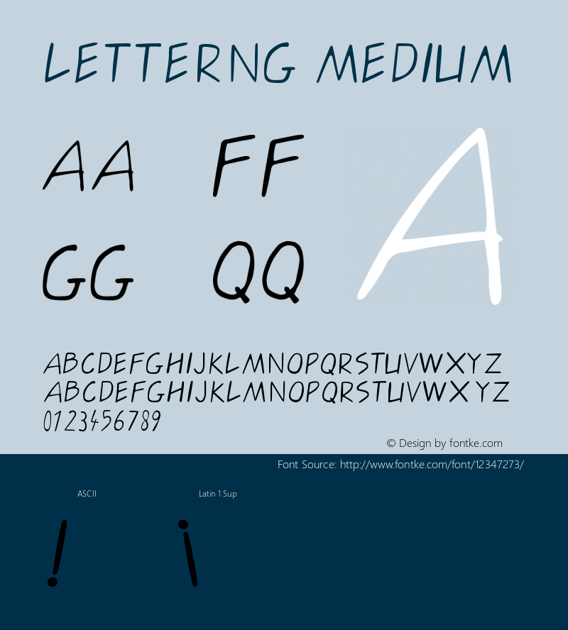 letterng medium Version 001.000 Font Sample