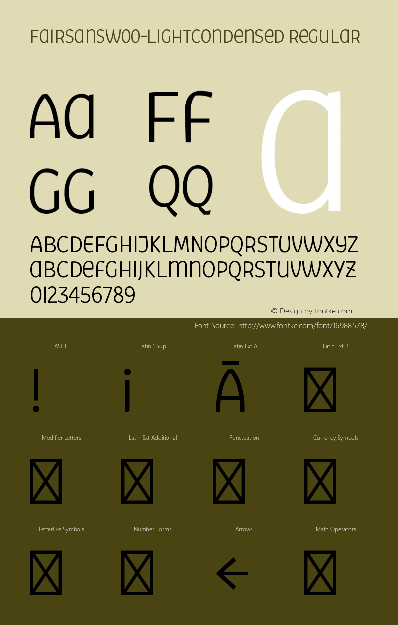 FairSansW00-LightCondensed Regular Version 1.10 Font Sample