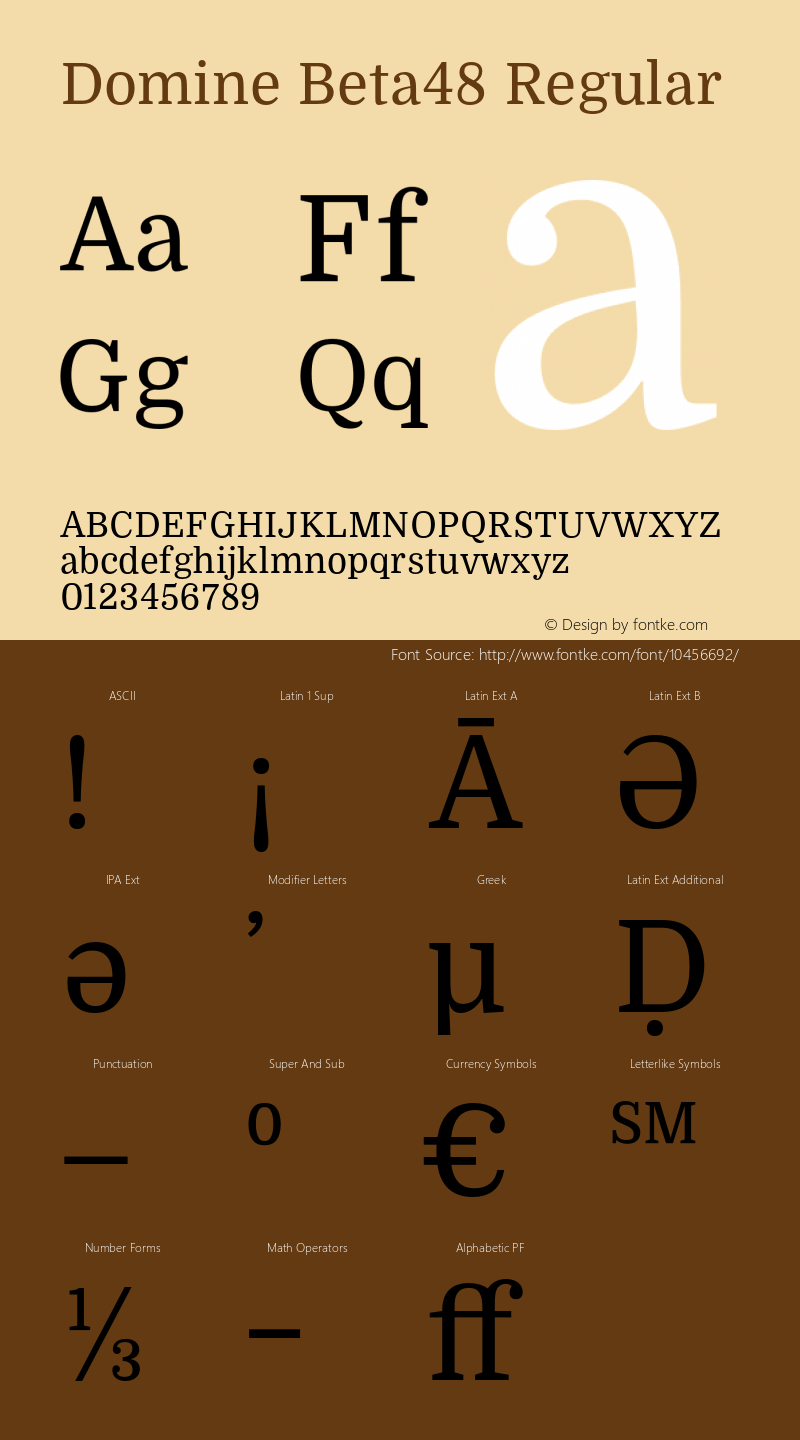 Domine Beta48 Regular Version 0.048 Font Sample