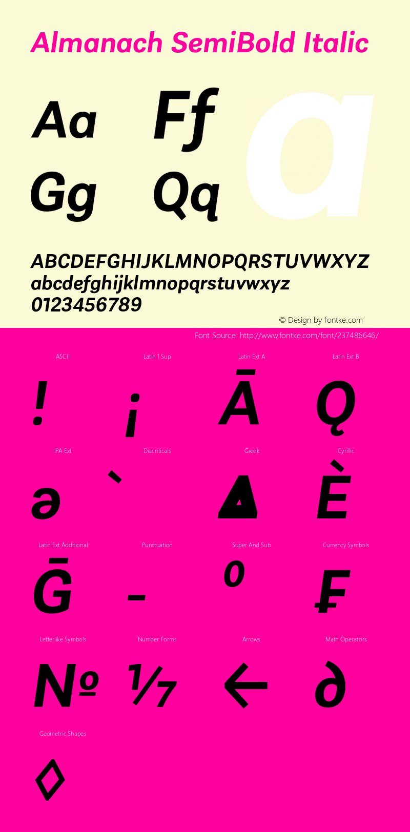 Almanach SemiBold Italic Version 1.002;hotconv 1.0.109;makeotfexe 2.5.65596图片样张