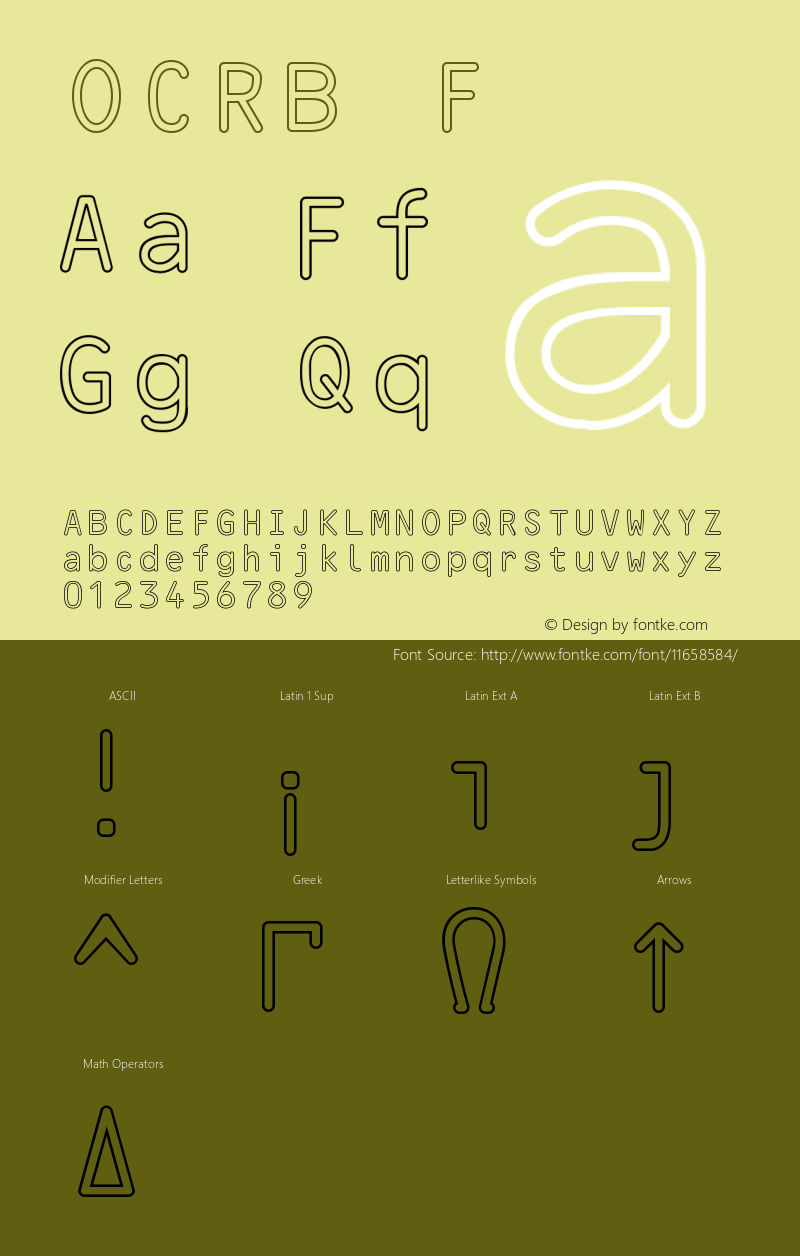 OCRB F Version 2 Font Sample