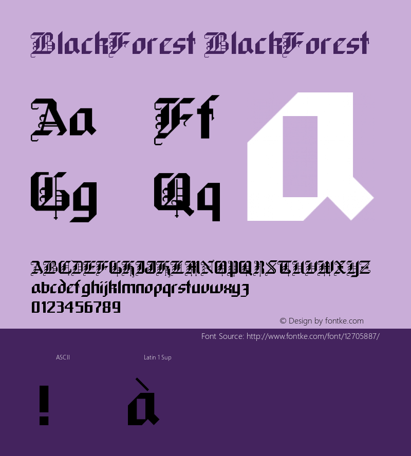 BlackForest BlackForest Version 001.001 Font Sample