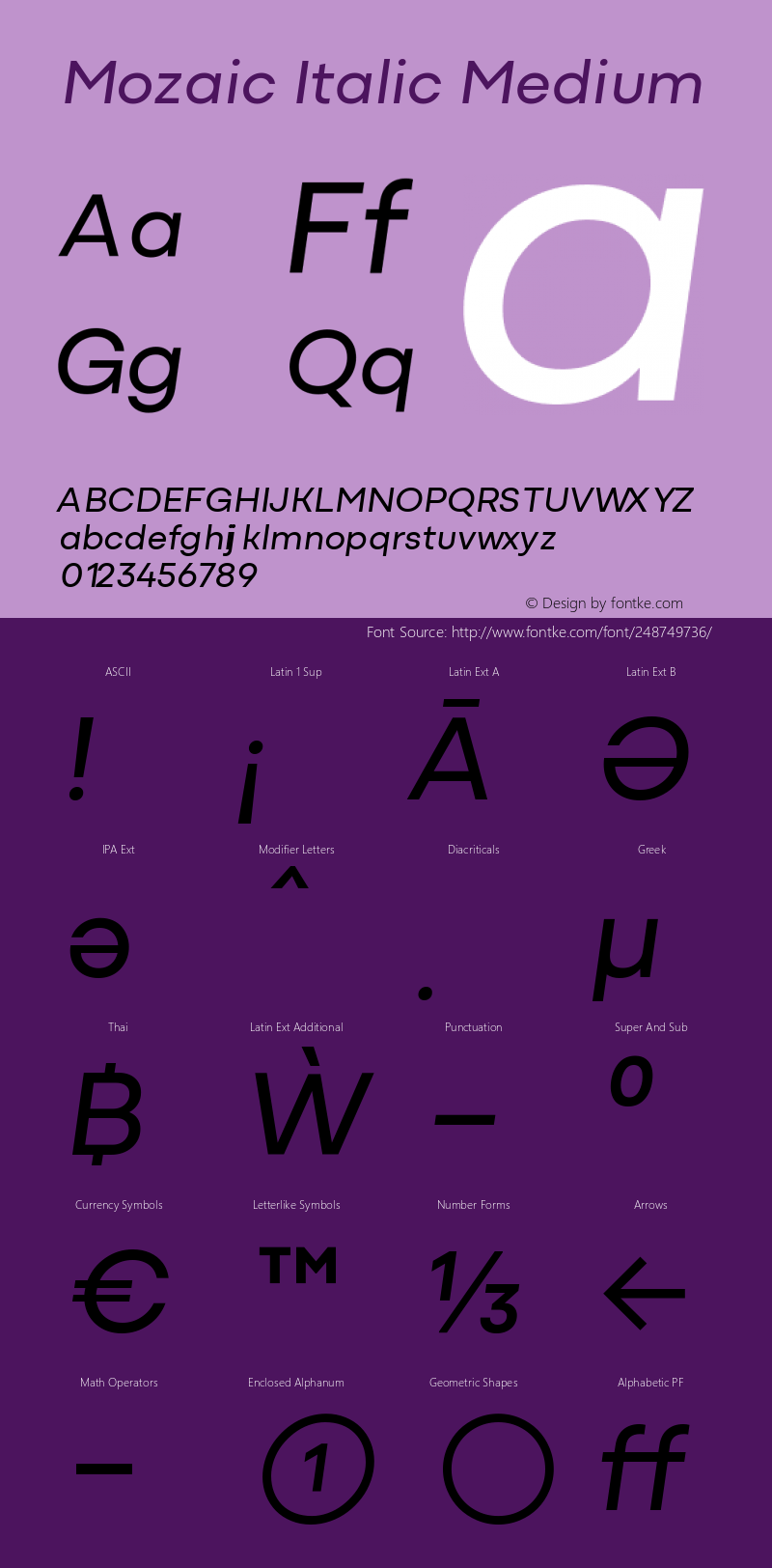 Mozaic Italic Medium Version 1.000 (2023-04-29) | FøM Fix图片样张