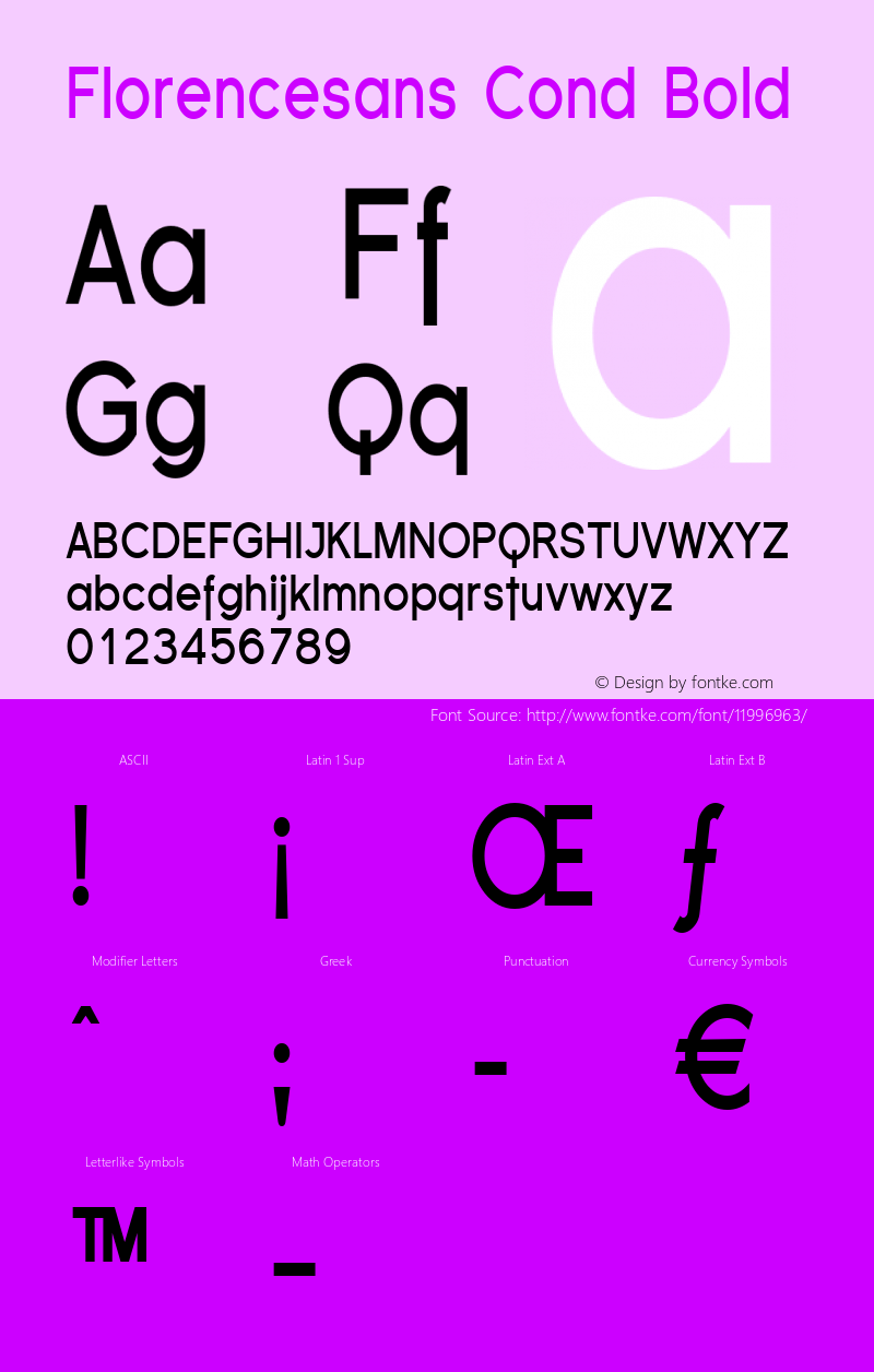 Florencesans Cond Bold 1.0 Font Sample