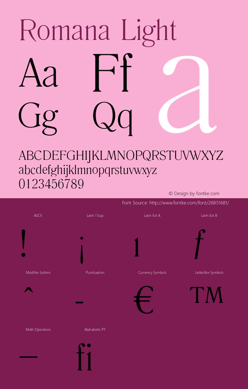 Romana Light Version 1.001 Font Sample