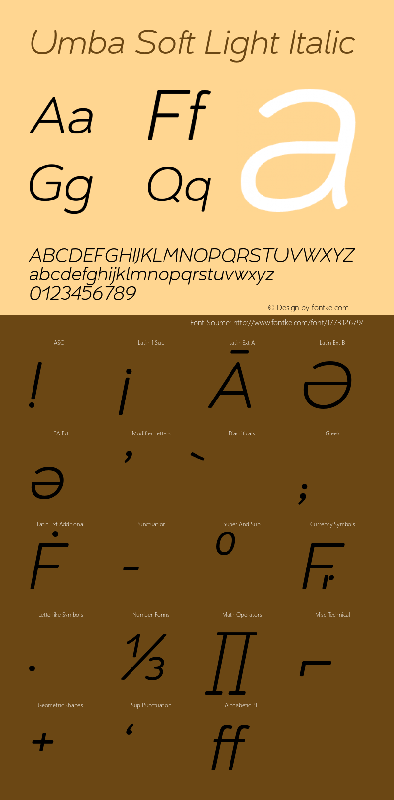 Umba Soft Light Italic Version 2.020;PS 002.020;hotconv 1.0.88;makeotf.lib2.5.64775图片样张