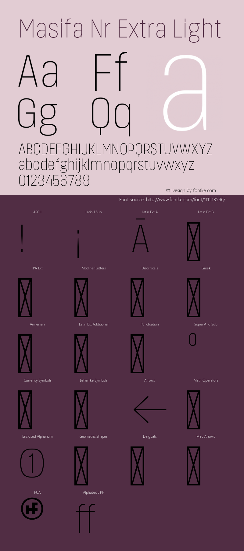 MasifaNr-ExtraLight Version 1.001 Font Sample