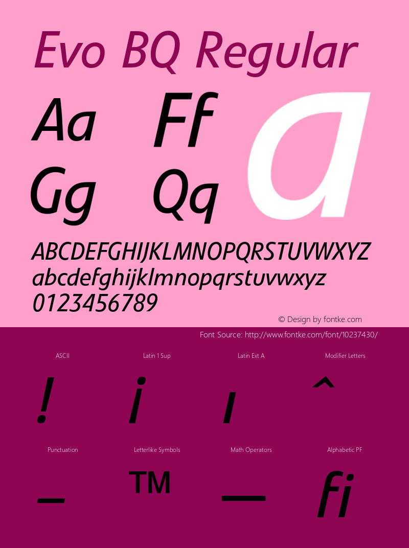 Evo BQ Regular 001.000 Font Sample