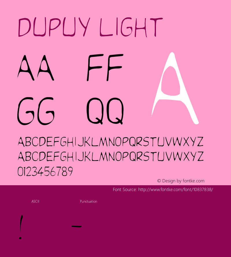 Dupuy Light Version 001.000 Font Sample