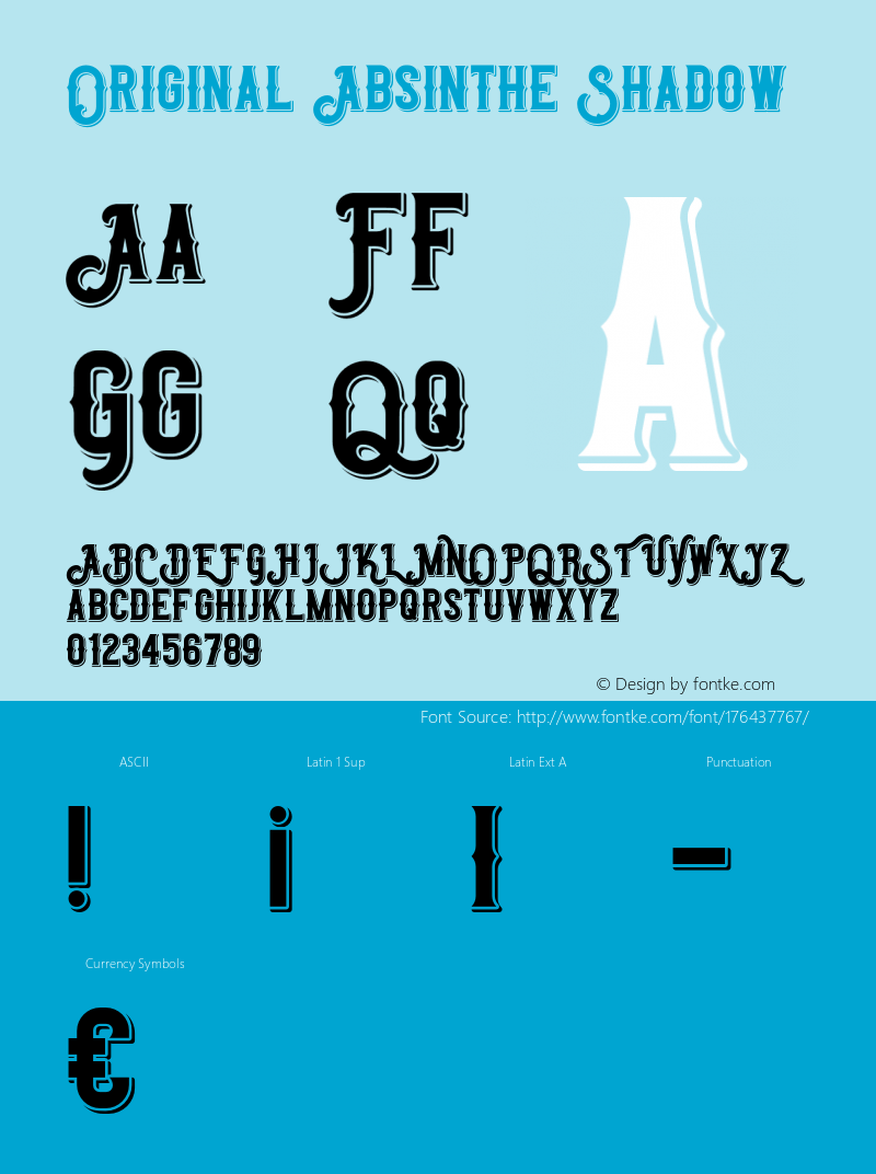 OriginalAbsinthe-Shadow Version 1.00;November 6, 2019;FontCreator 12.0.0.2521 64-bit图片样张