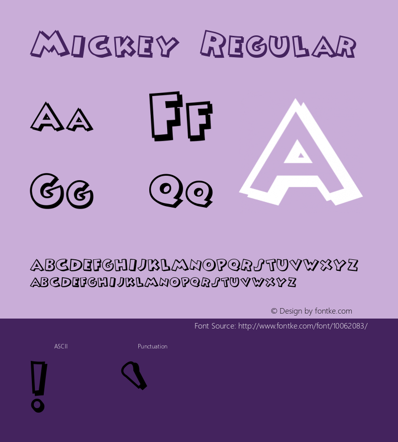 Mickey Regular Altsys Fontographer 4.0.4D2 10/13/94 Font Sample