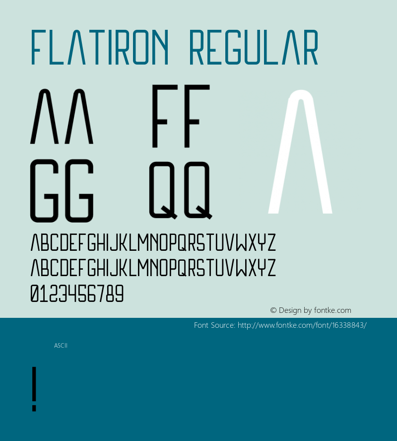 Flatiron Regular Version 1.000;PS 001.000;hotconv 1.0.70;makeotf.lib2.5.58329 DEVELOPMENT Font Sample