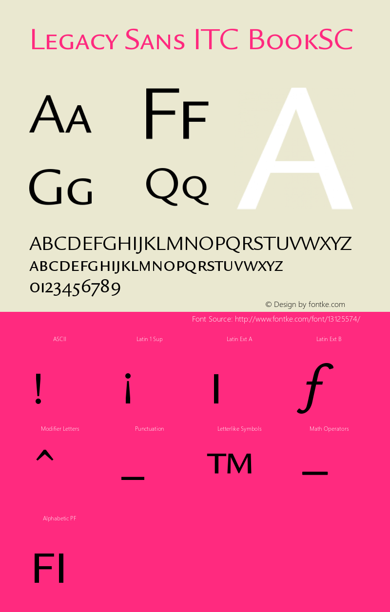 Legacy Sans ITC BookSC Version 001.005 Font Sample