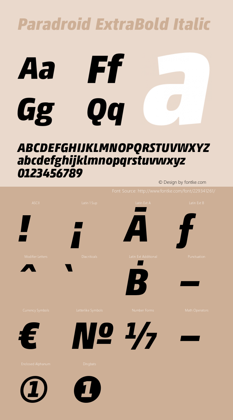 Paradroid ExtraBold Italic Version 001.000 Nov 2017图片样张