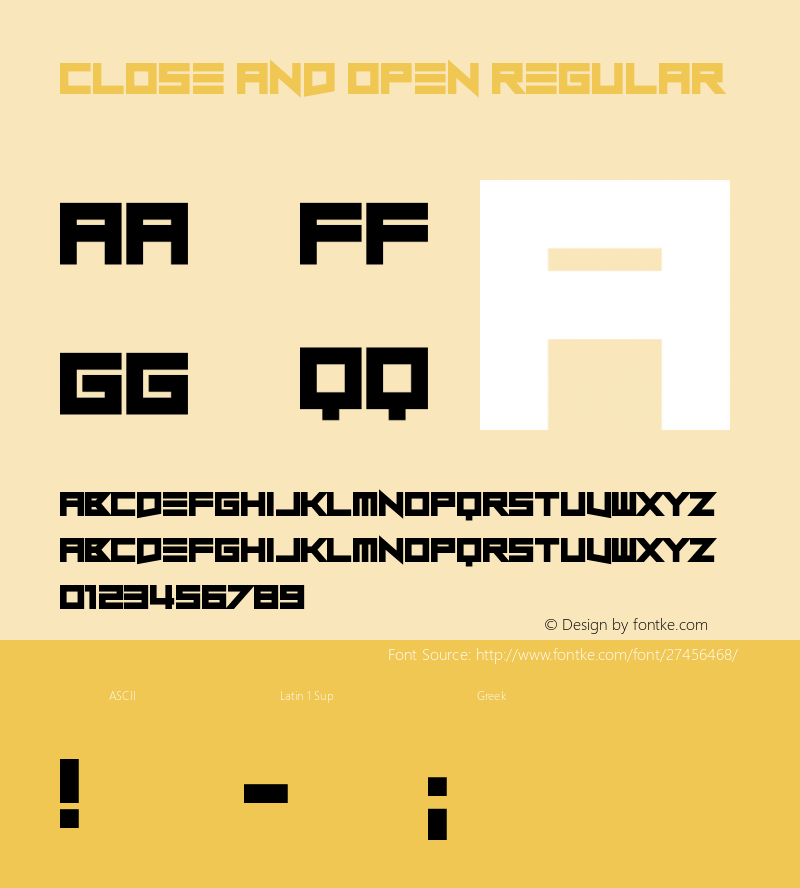 Close and Open Version 1.00;October 25, 2018;FontCreator 11.5.0.2427 64-bit Font Sample