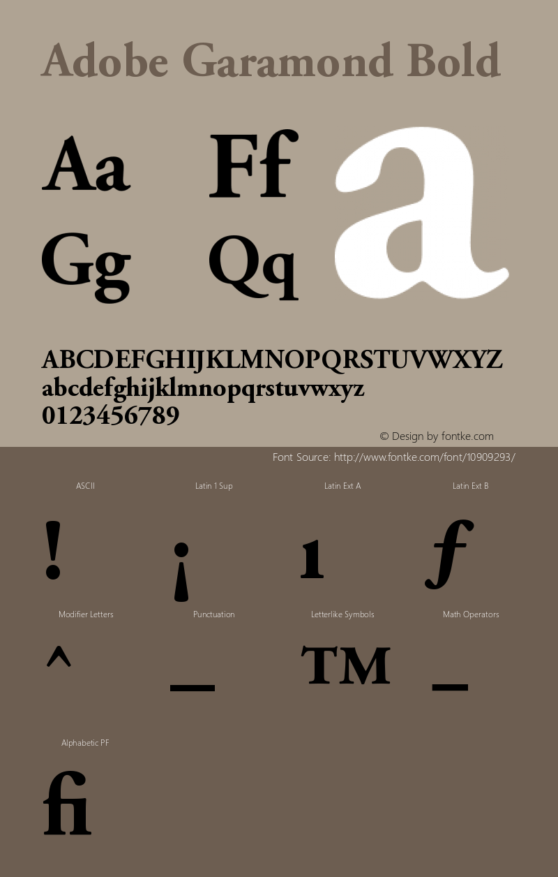 Adobe Garamond Bold Version 001.002 Font Sample