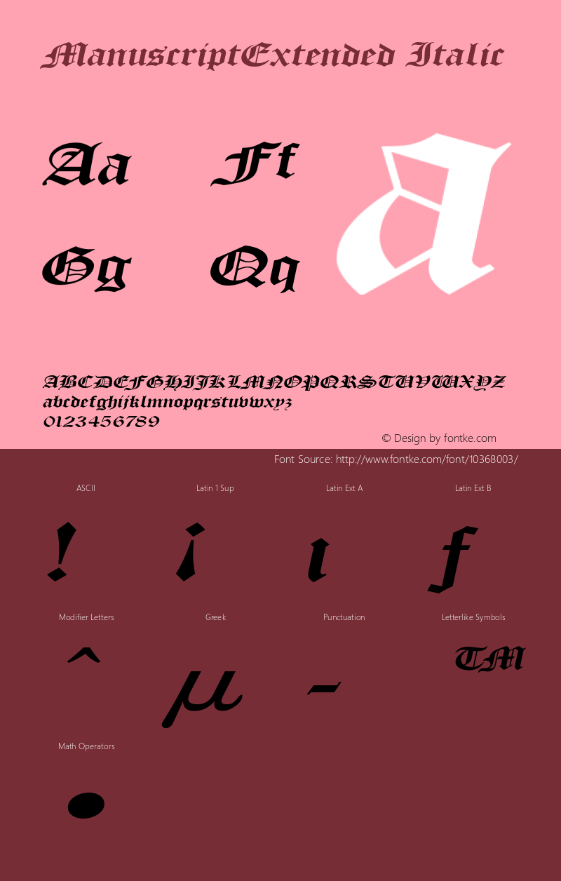 ManuscriptExtended Italic Rev. 003.000 Font Sample