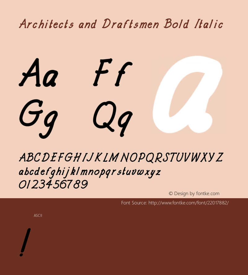 Architects and Draftsmen Bold Italic Version 1.000;PS 001.000;hotconv 1.0.88;makeotf.lib2.5.64775 Font Sample