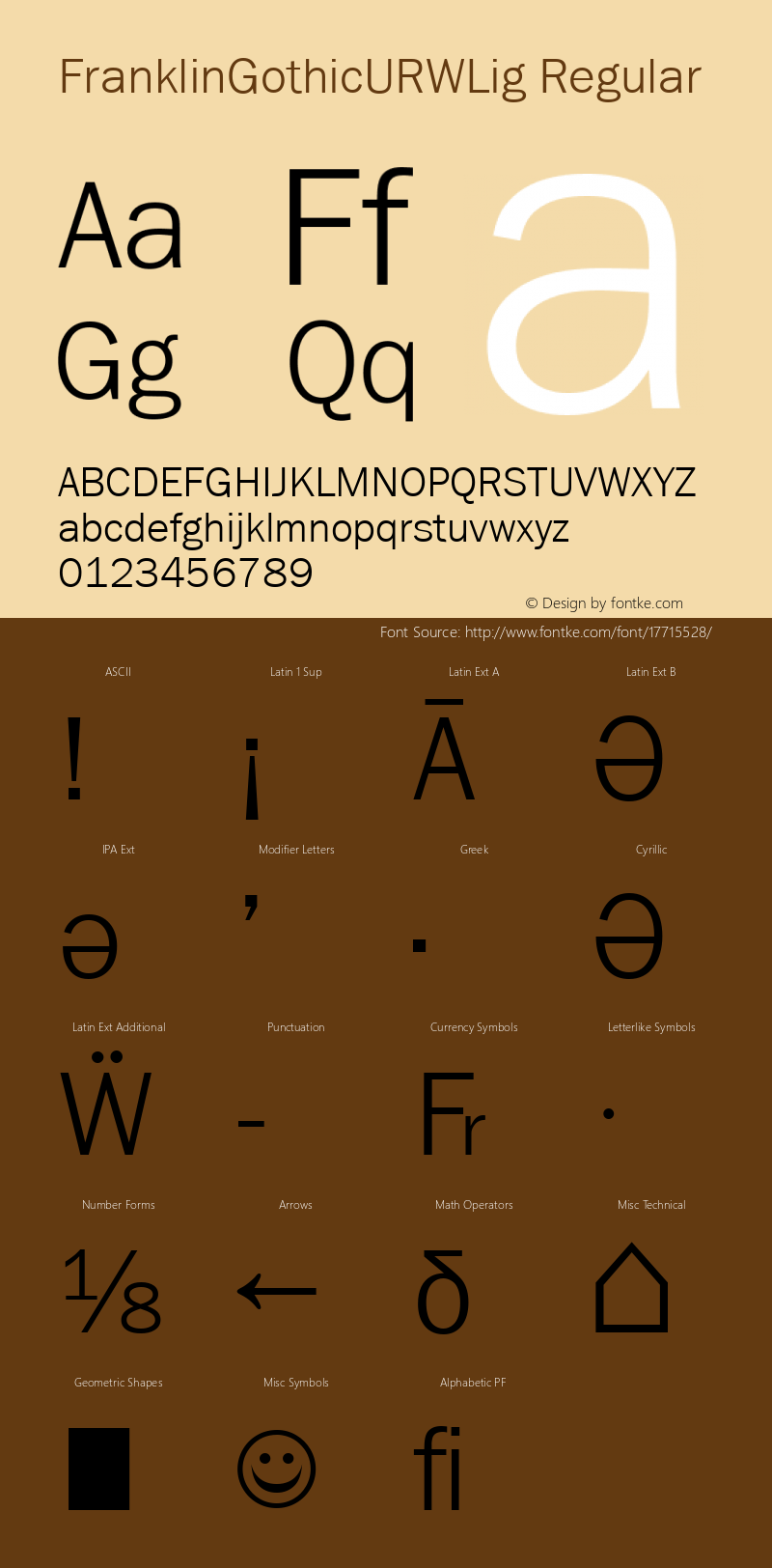 FranklinGothicURWLig Regular Version 1.10 Font Sample