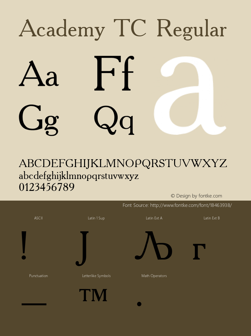 Academy TC Regular Converted from t:\ACD55___.TF1 by ALLTYPE Font Sample