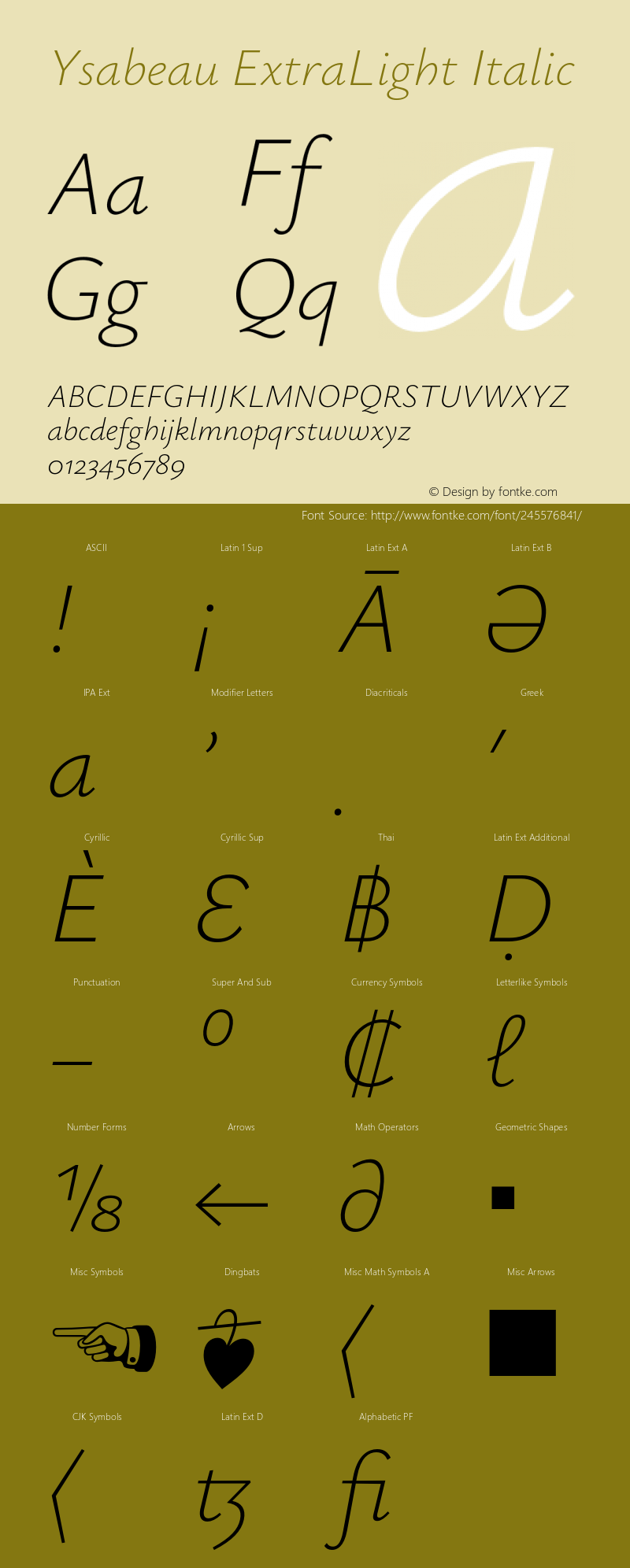 Ysabeau ExtraLight Italic Version 2.001;Glyphs 3.2 (3192)图片样张