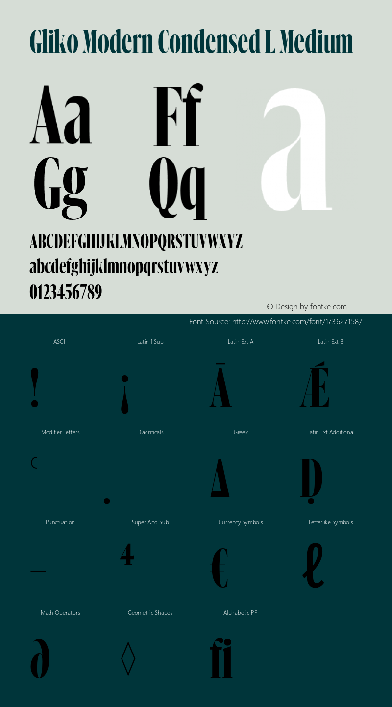 Gliko Modern Condensed L Medium Version 2.000;hotconv 1.0.109;makeotfexe 2.5.65596图片样张