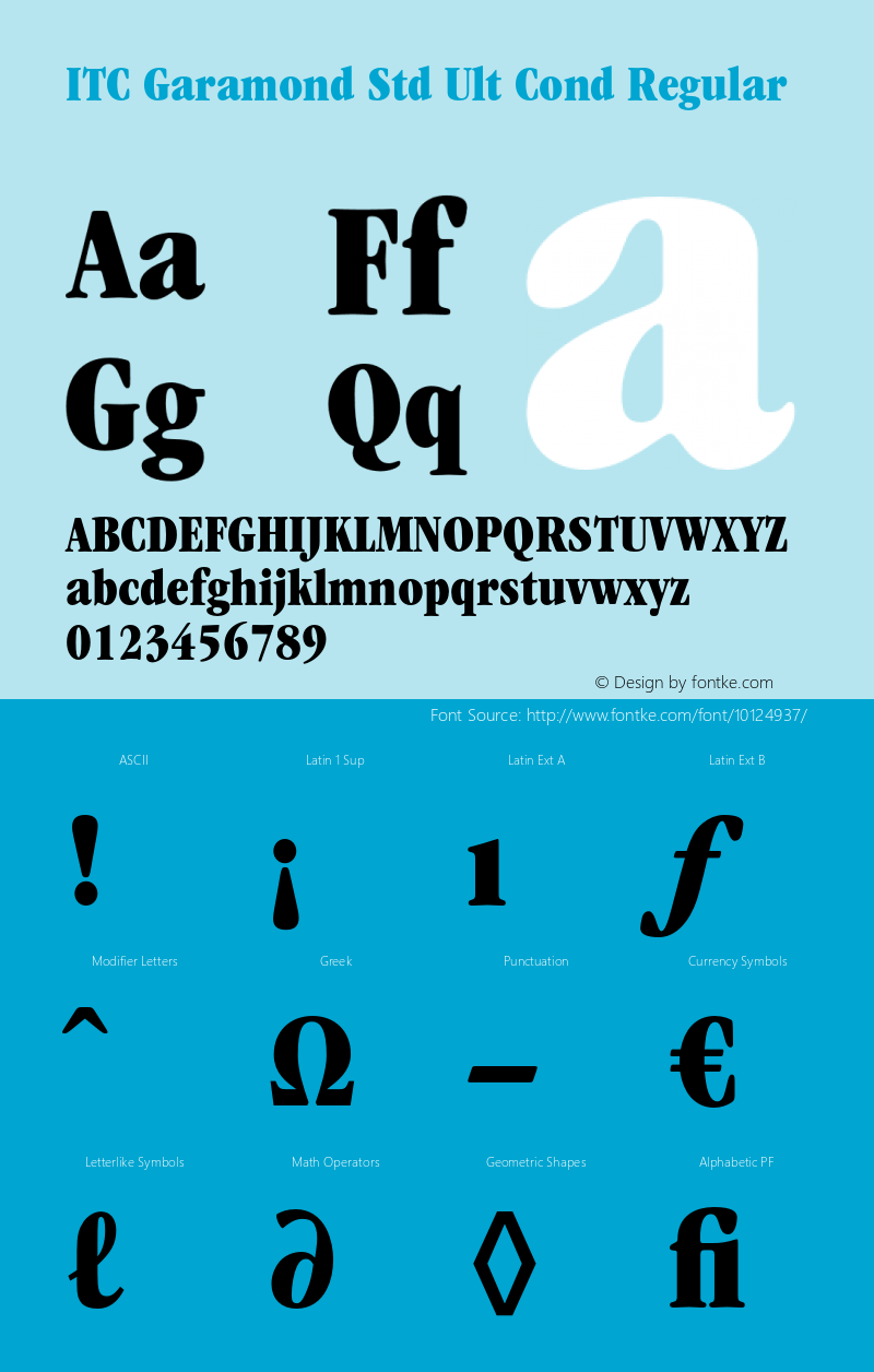 ITC Garamond Std Ult Cond Regular OTF 1.018;PS 001.000;Core 1.0.31;makeotf.lib1.4.1585 Font Sample