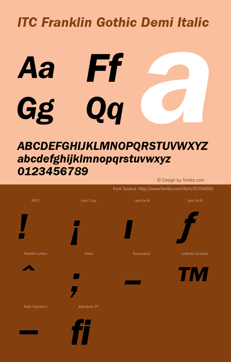 ITC Franklin Gothic Demi Italic Version 001.000 Font Sample