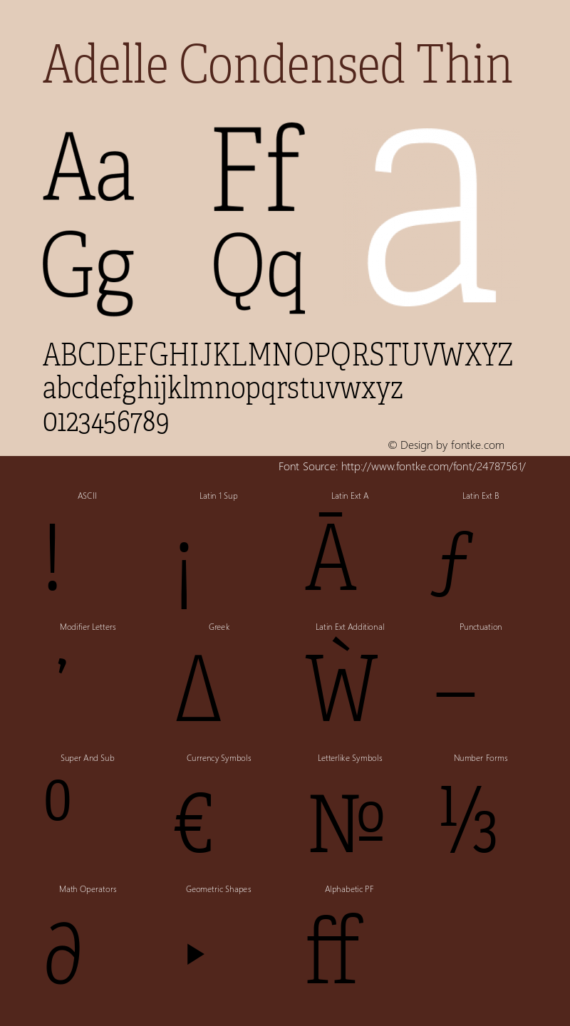 Adelle Condensed Th Version 2.000 Font Sample