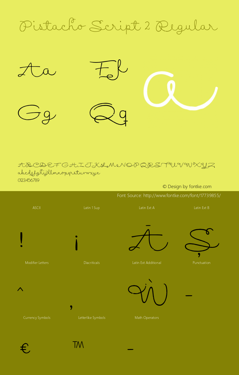 Pistacho Script 2 Regular Version 1.000 Font Sample