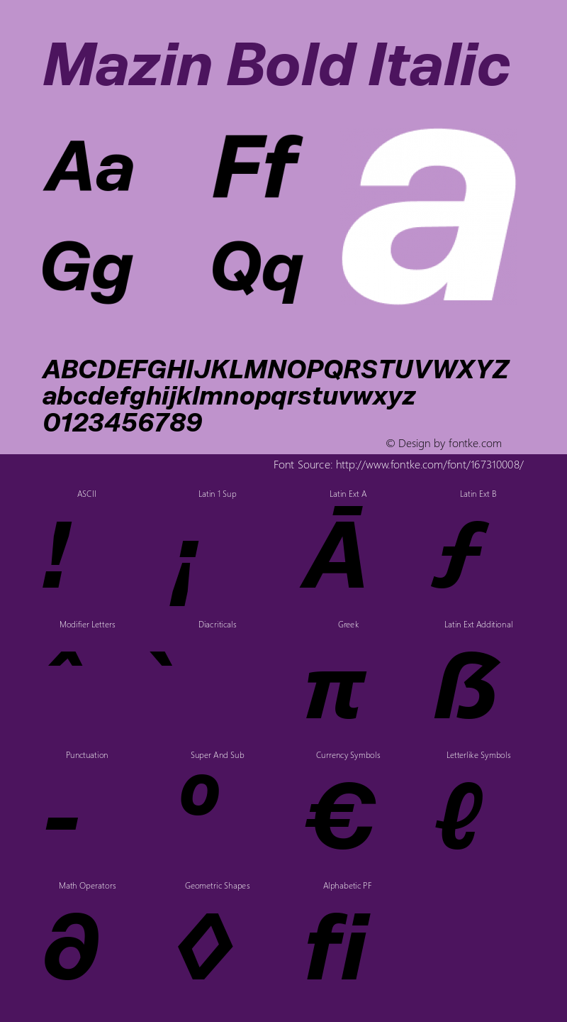 Mazin Bold Italic 1.000 Font Sample