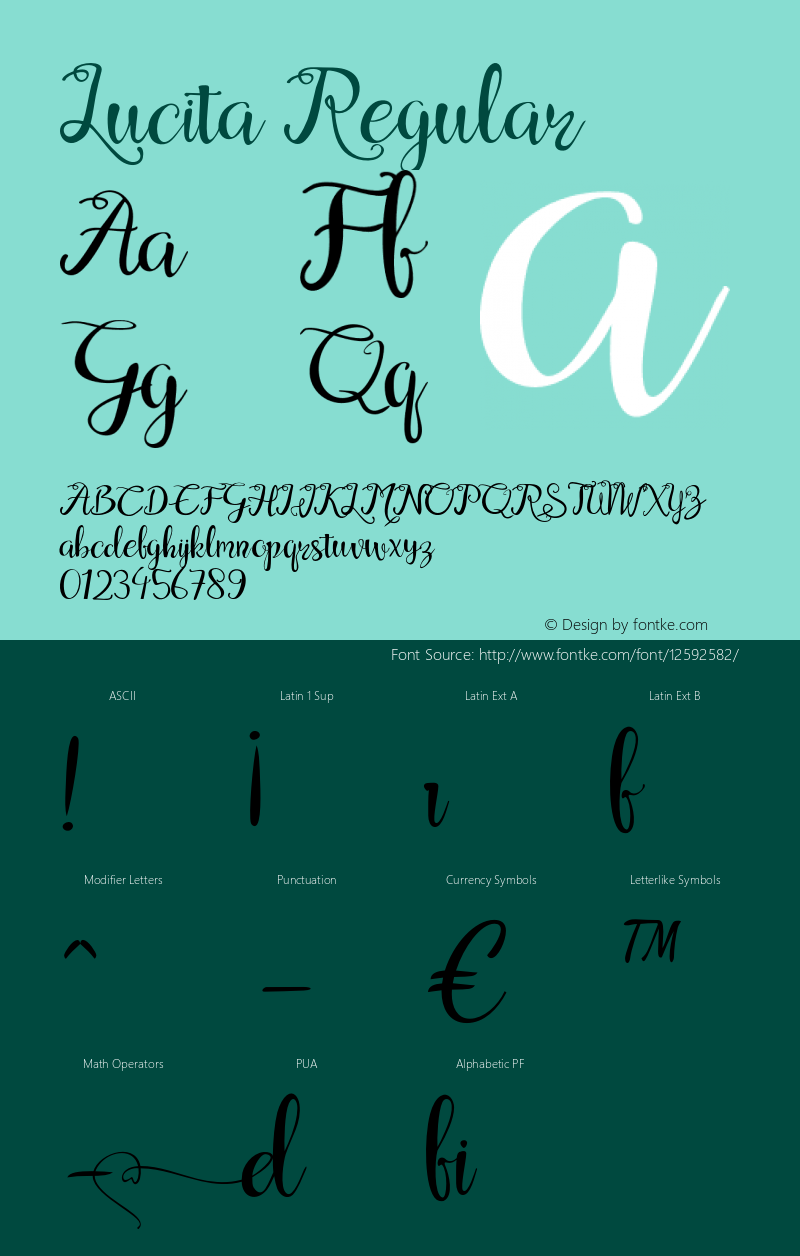 Lucita Regular 1.000 Font Sample