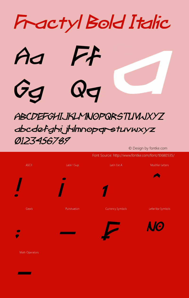 Fractyl Bold Italic Version 1.10 March 25, 2015 Font Sample