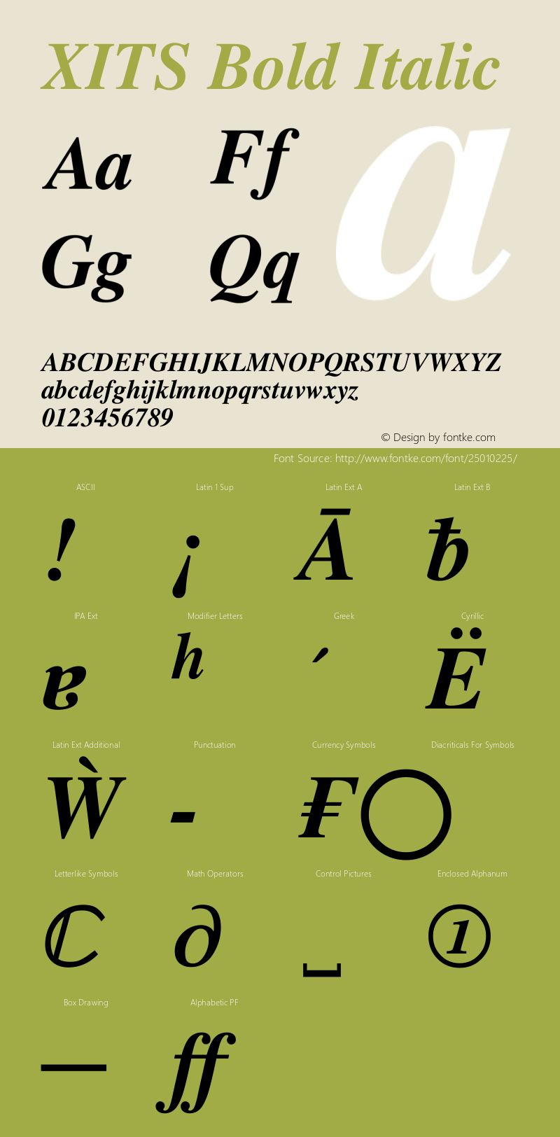 XITS Bold Italic Version $version Font Sample