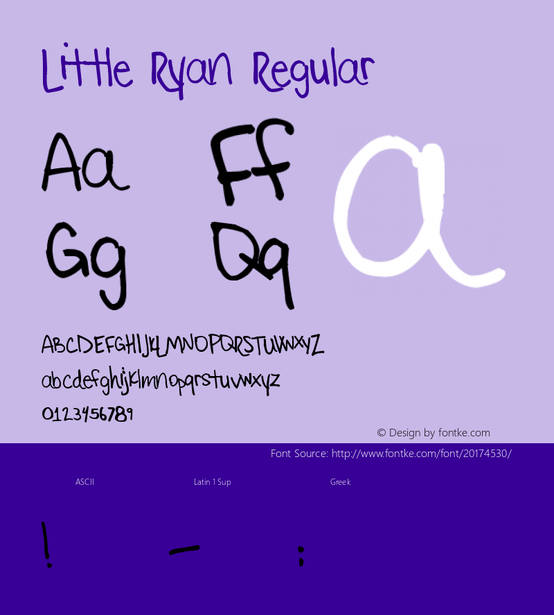 Little Ryan Version 1.00 March 3, 2010,Little Ryan v1 SickCapital.com Font Sample