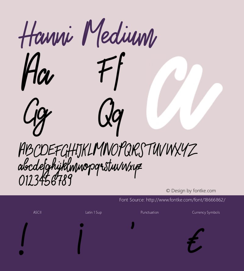 Hanni Medium Version 001.000 Font Sample