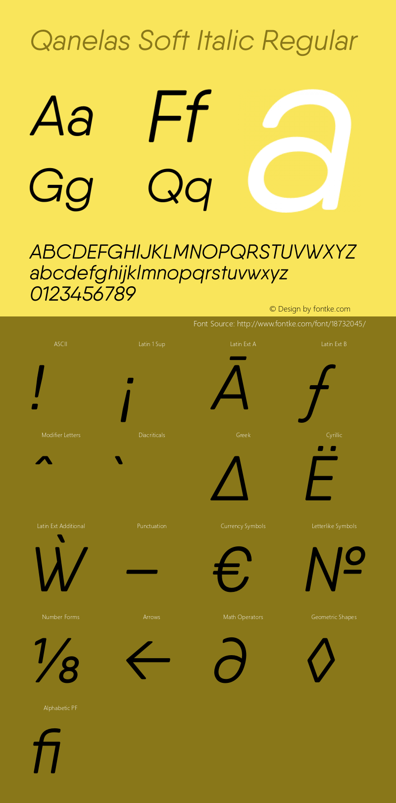 Qanelas Soft Italic Regular Version 1.000;PS 001.000;hotconv 1.0.88;makeotf.lib2.5.64775 Font Sample