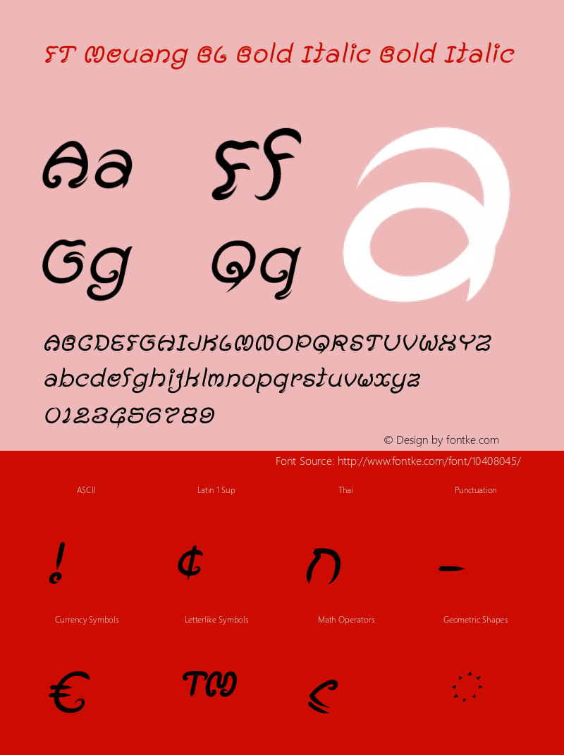 FT Meuang BL Bold Italic Bold Italic Version 3.200 Font Sample