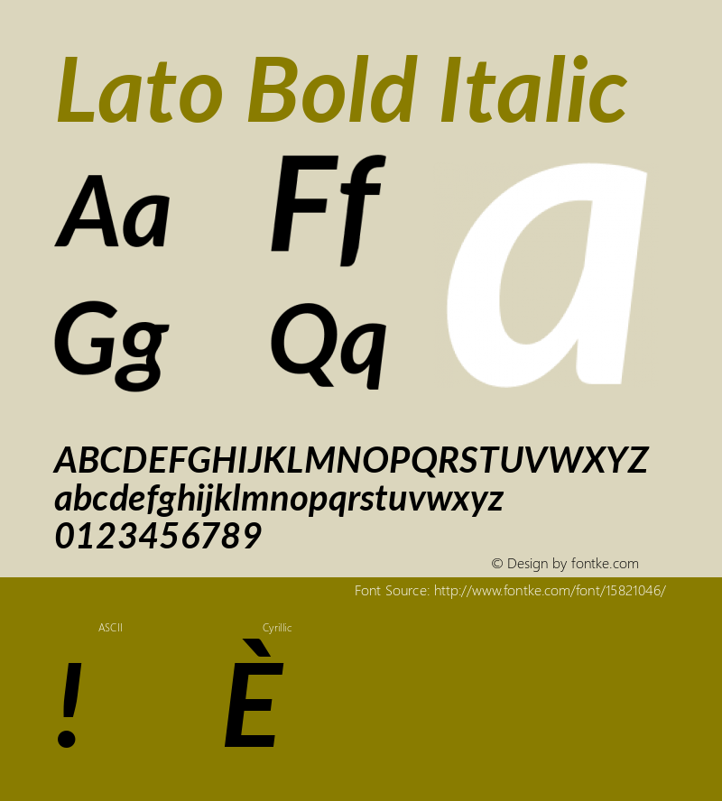 Lato Bold Italic Version 2.010; 2014-09-01; http://www.latofonts.com/; ttfautohint (v1.4.1) Font Sample