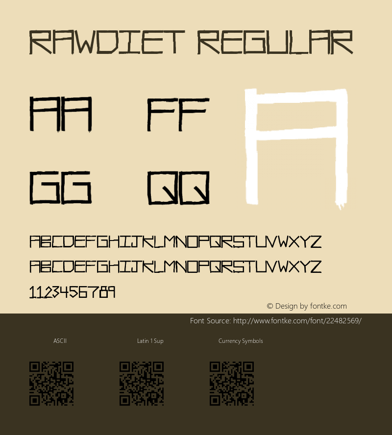 RawDiet Version 1.00 January 19, 2015, initial release Font Sample