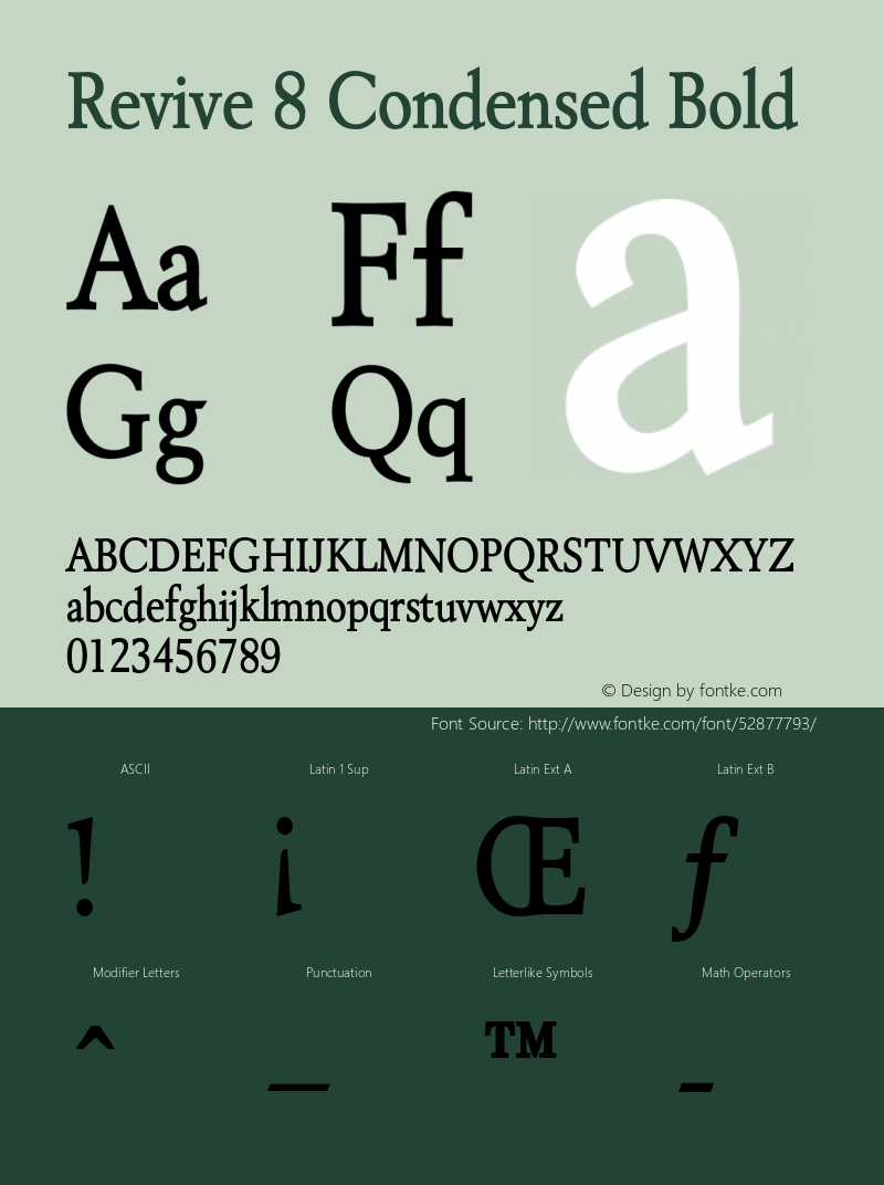 Revive8CondensedBold Altsys Fontographer 4.1 2/1/95 {DfLp-URBC-66E7-7FBL-FXFA} Font Sample